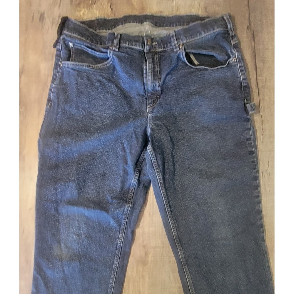 Duluth Trading 40 Grit Jeans Mens 38x30 Blue Straight Carpenter Workwear Stretch